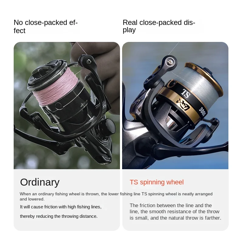 Carrete de pesca para niños TS500-7000 para agua salada, mango de carrete de Metal para agua dulce, aparejos de pesca intercambiables izquierdo/derecho para trucha y carpa - imagen 5