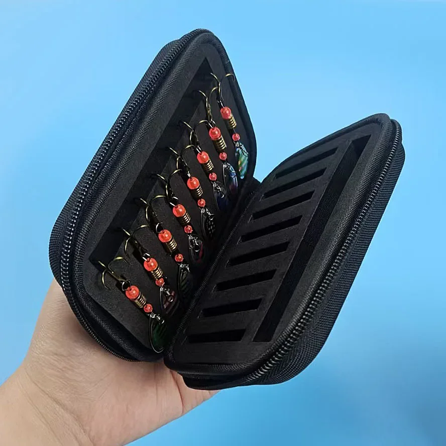 Accesorio de aparejos de pesca impermeable portátil negro, estuche de almacenamiento EVA con cierre de cremallera, caja de cebo multiusos, caja de gancho - imagen 5