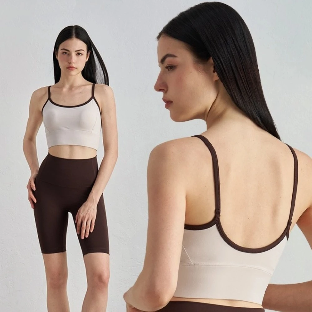 Chaleco deportivo de Color contrastante, sujetador de Fitness cómodo y transpirable, diseño de empalme, ropa interior de Yoga que absorbe la humedad para jóvenes