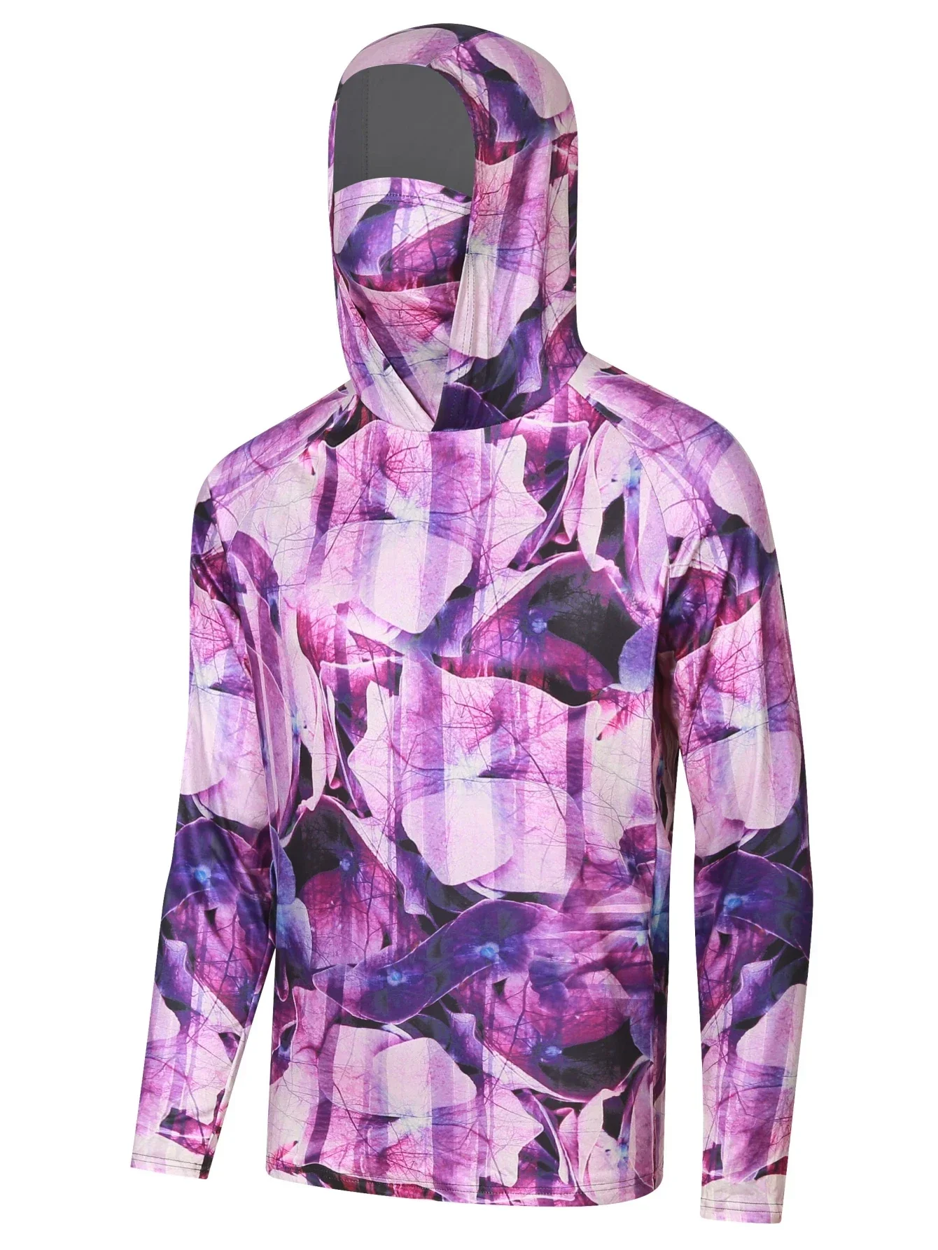 Sudadera con capucha de pesca para hombre, camisas de pesca de manga larga con protección UV, polaina de cuello, máscara que absorbe la humedad, Tops de pesca - imagen 4