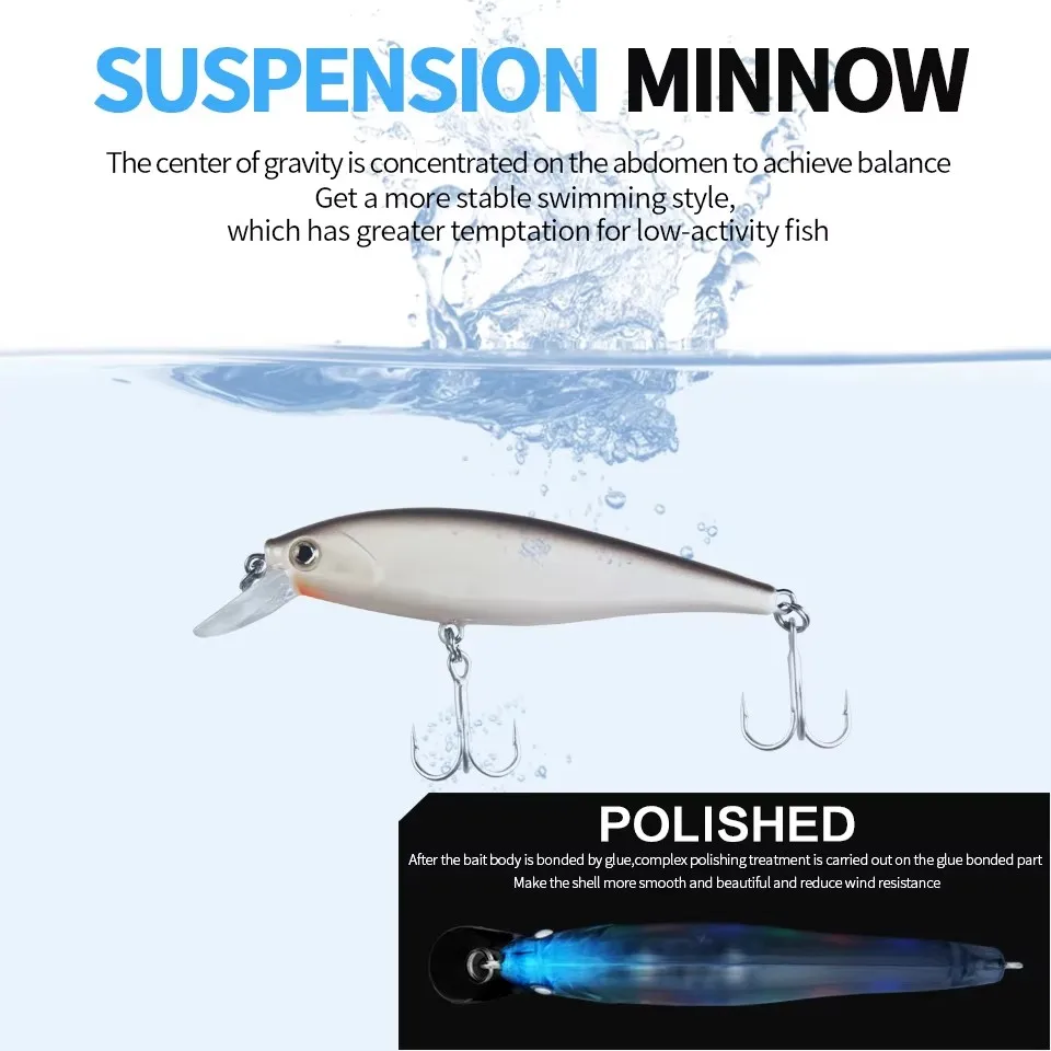 Bearking Perfect Action Minnow, aparejos de pesca al por menor, nuevo modelo, 65mm/5g, cebo suspendido de buceo de 0,8-1,2 m, 5 colores para elegir - imagen 3