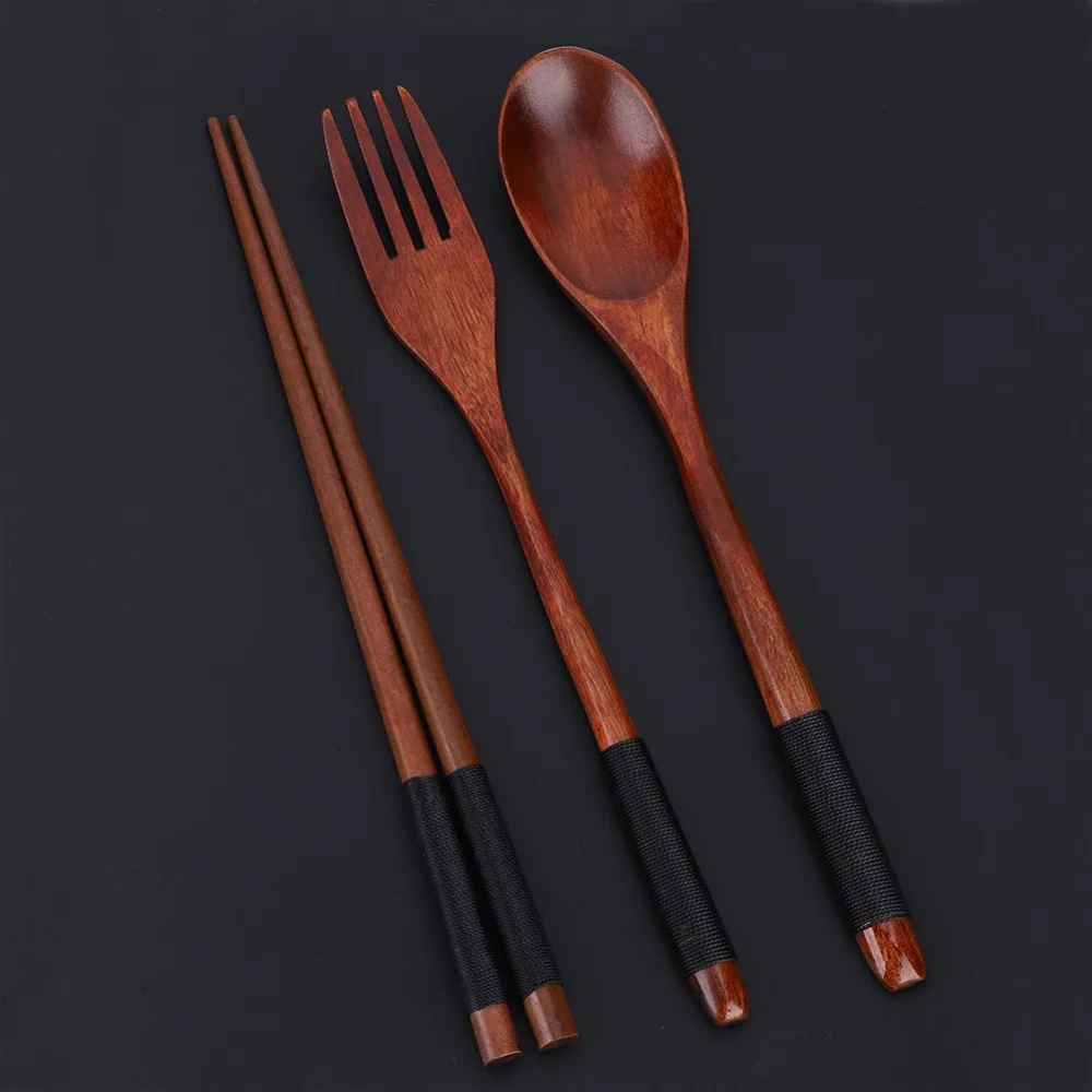 Palillos de madera reutilizables ligeros con hilo para viaje