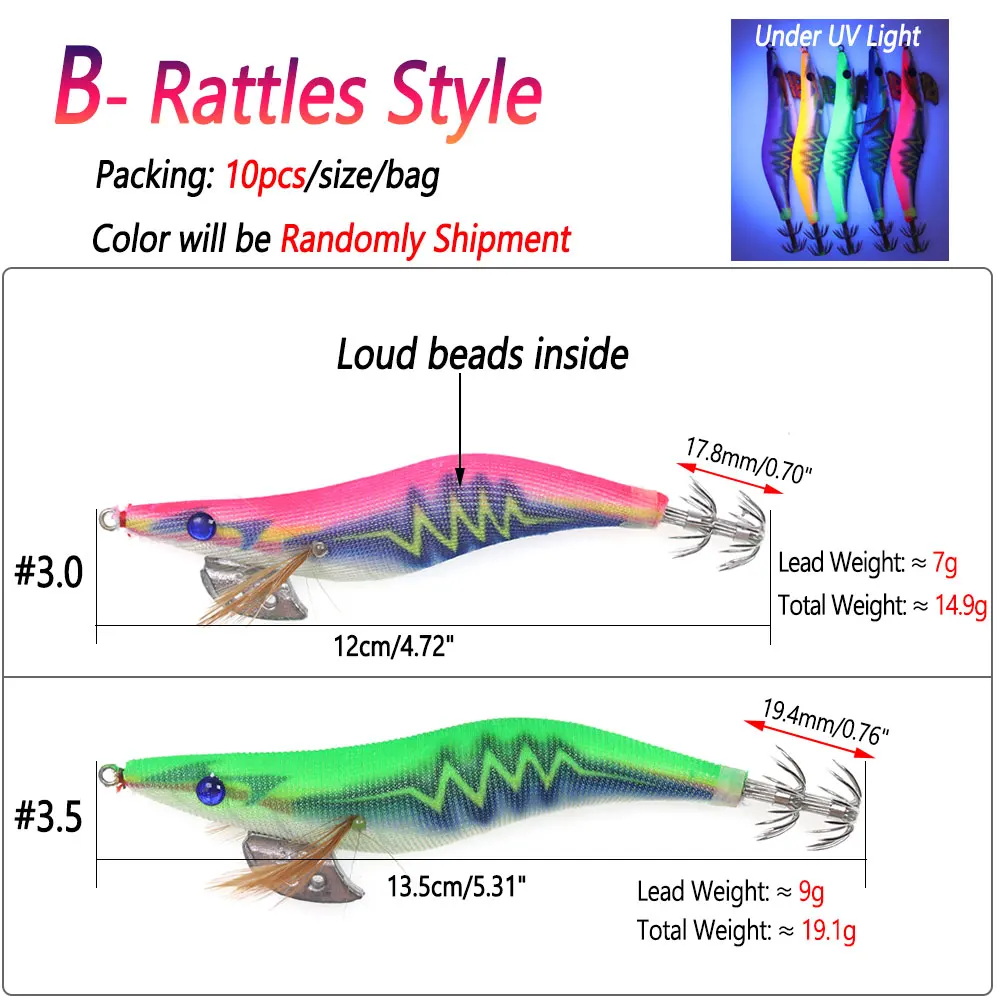 Bimoo-anzuelo de pesca de calamar, señuelo de pesca de camarón de madera, pulpo, sepia, señuelos artificiales Jigging, cebo duro, aparejos de pesca - imagen 4