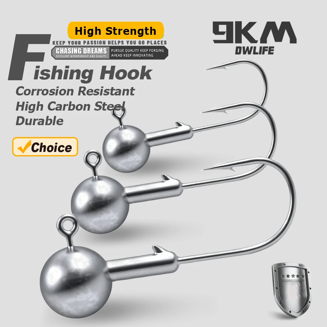 9KM 5 uds gancho redondo con cabeza de anzuelo 2g ~ 20g agua salada