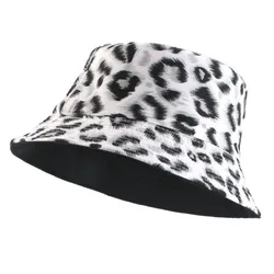 Sombrero Bucket reversible de pescador – Estampado leopardo plegable