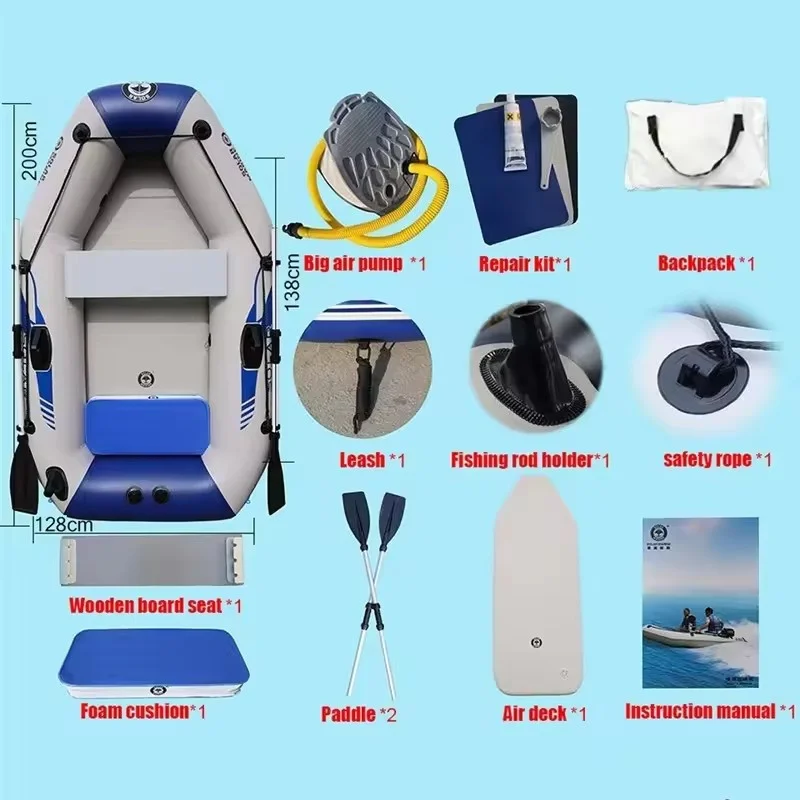 Barcos inflables plegables portátiles, marinos solares, 2 personas, 200 cm, deportes acuáticos sumergibles, diversión familiar con todos los accesorios - imagen 5