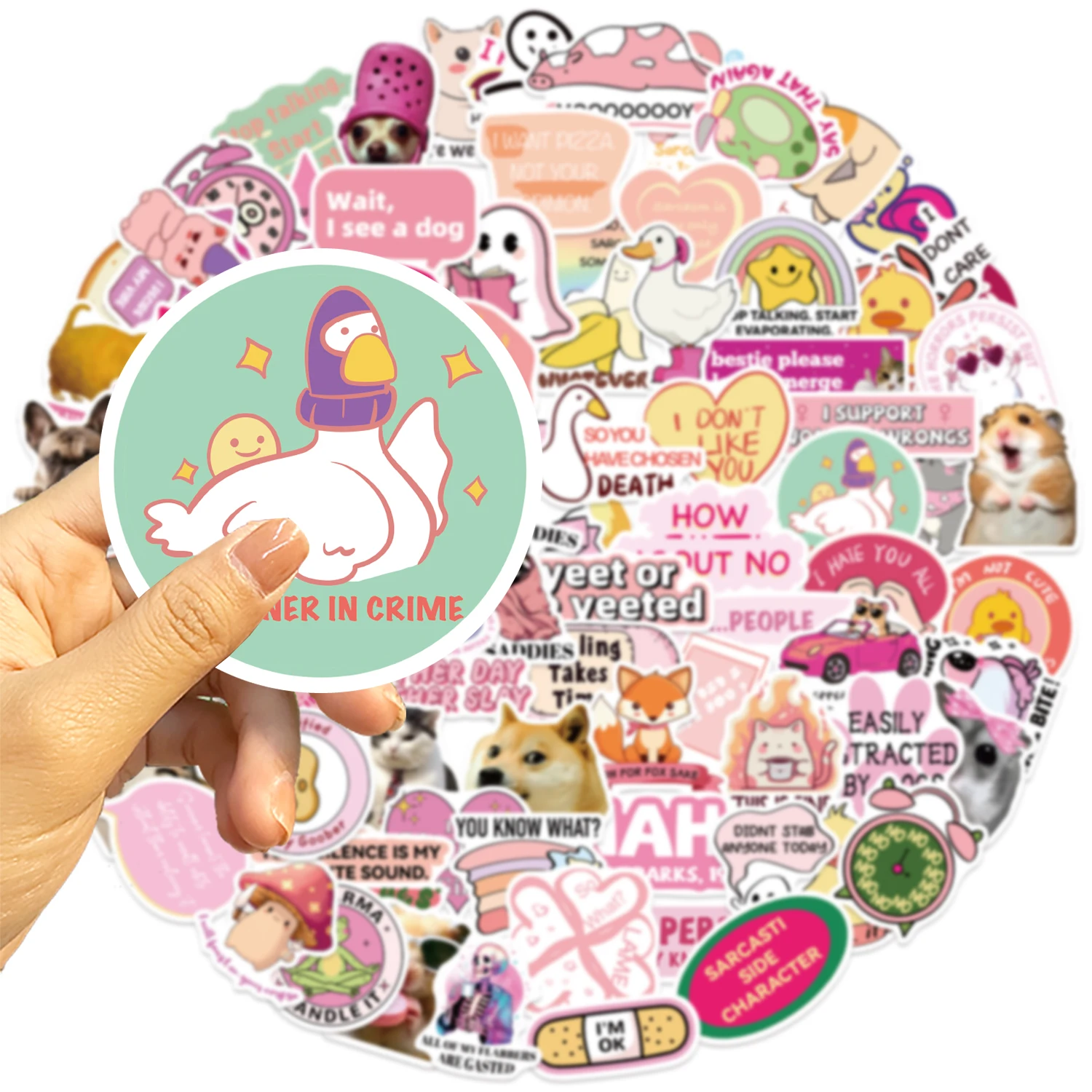 50/100 Uds. Pegatinas de grafiti de dibujos animados divertidos MEME rosa DIY teléfono guitarra portátil maleta taza pegatinas impermeables - imagen 4