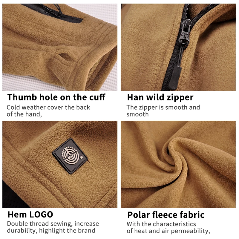 Chaquetas tácticas de forro polar para hombre, ropa de caza, traje térmico de Safari, Airsoft, chaqueta con cremallera completa, abrigos de trabajo para acampar - imagen 5