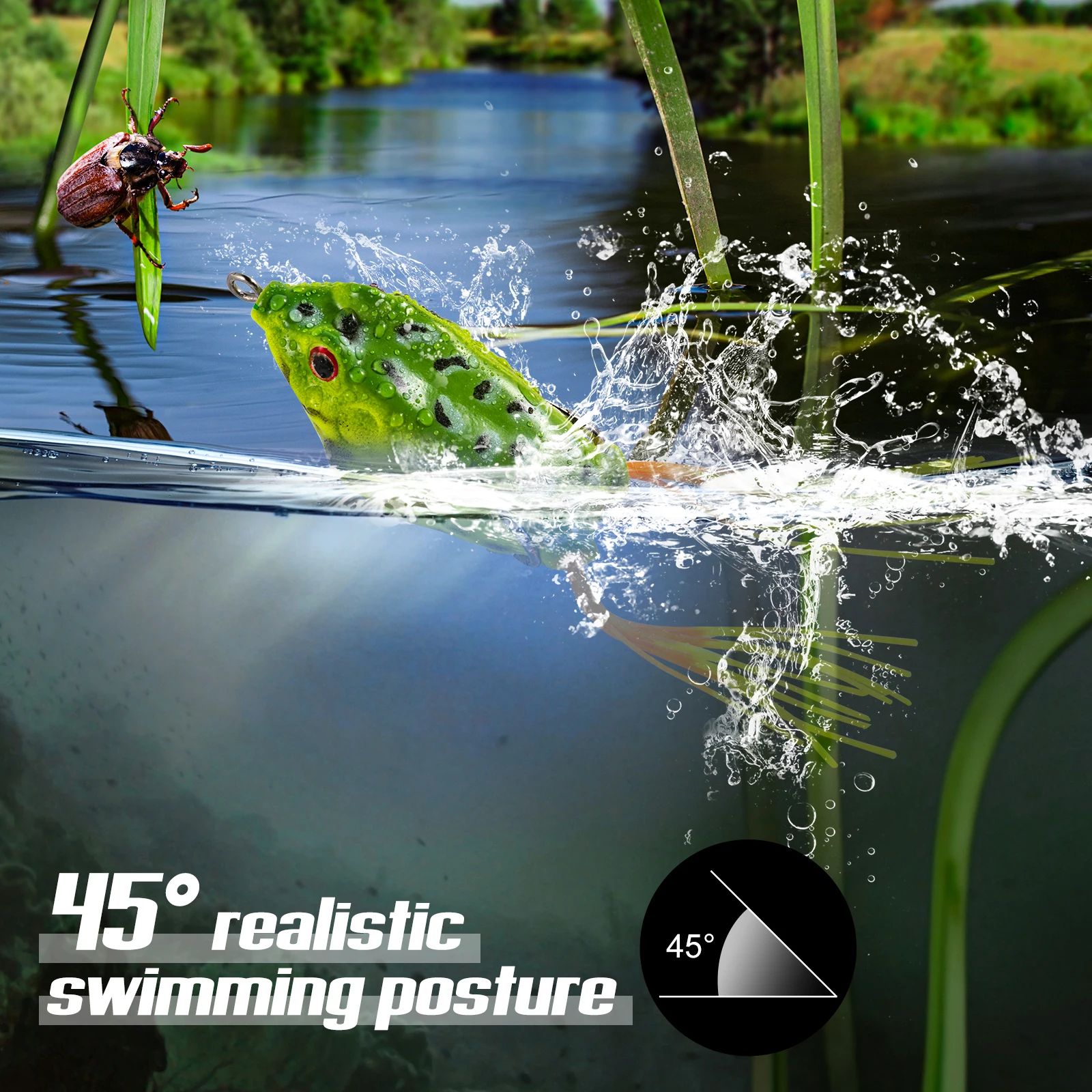 Goture-señuelo de rana Topwater, 9 Uds., 55mm/12g, cebo giratorio para curricán, tubo suave, ojos 3D de plástico, señuelo con anzuelo para Lucio con cabeza de serpiente - imagen 4