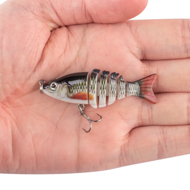 ANMUKA señuelo de cebo articulado de imitación, de pescado pequeño señuelo, duro, natación, flexible, Escala de pescado Real, color, anzuelo triple, pesca - imagen 2