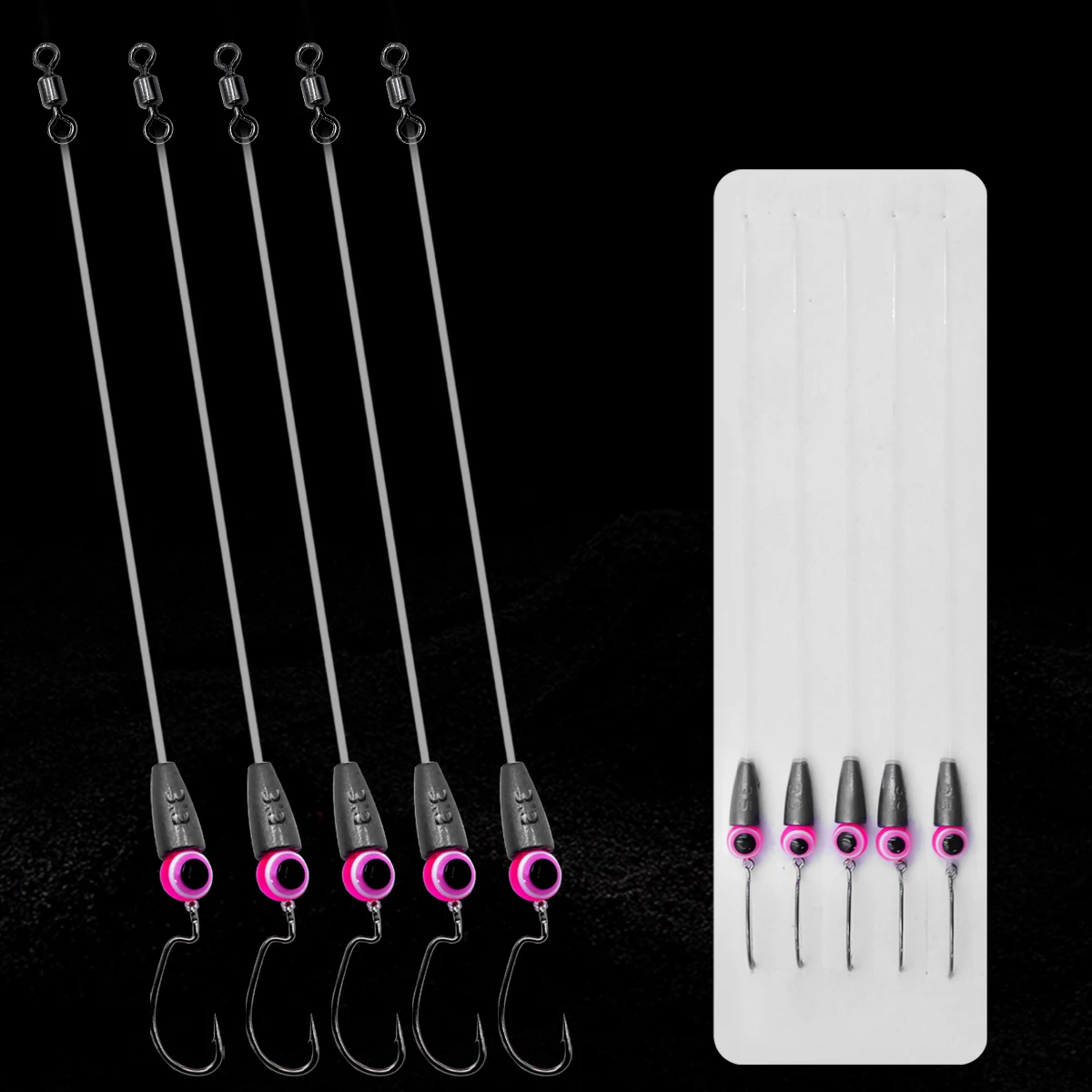 ZYZ 5 unids/lote Texas Rigs 3,5/5/7/10g para líderes de pesca de lubina con ganchos de pesas Kit de sedal aparejado aparejos de pesca aparejos listos - imagen 3