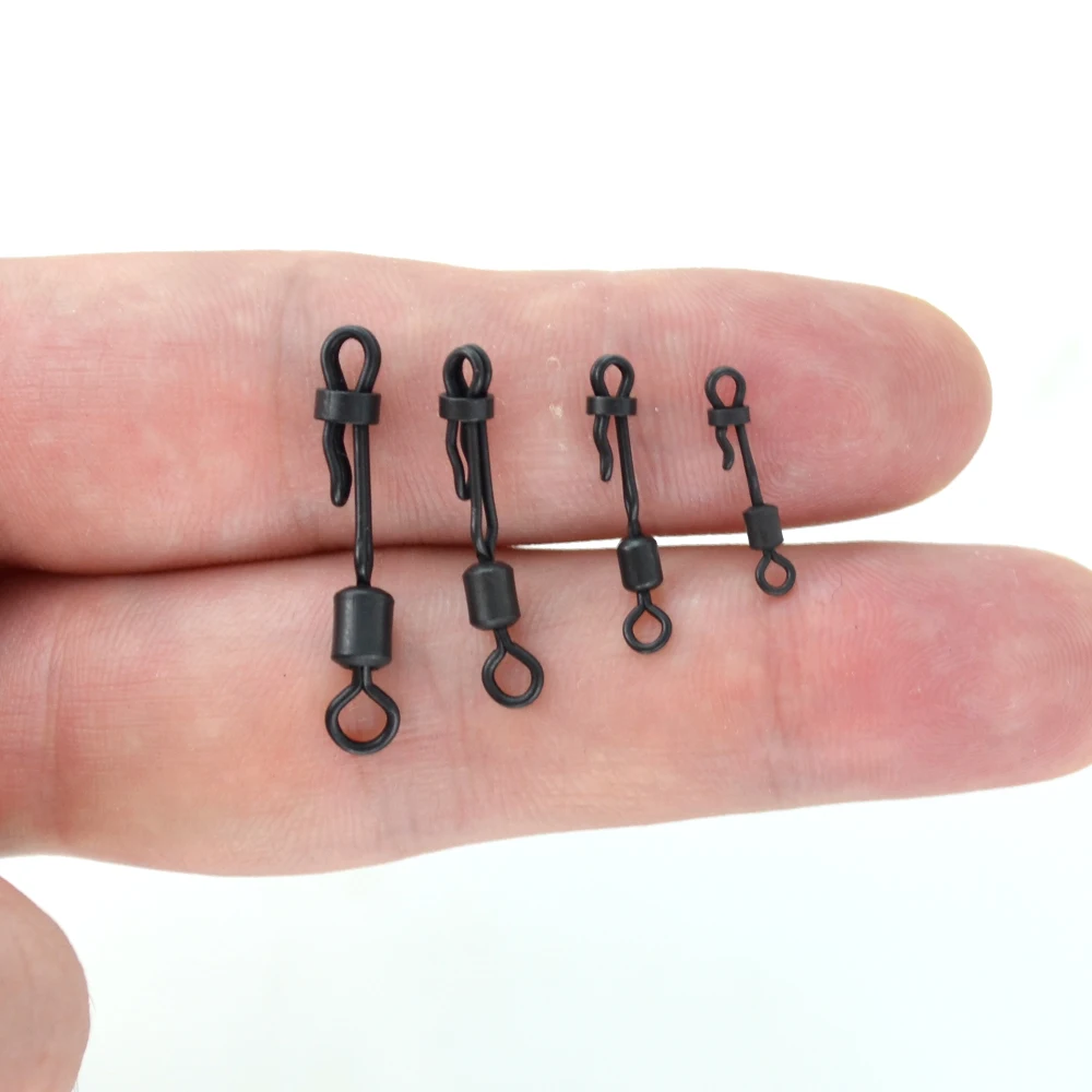 Accesorios de pesca de carpa, accesorio giratorio de cambio rápido con Clip de bloqueo de almeja, Conector de anillo rodante, aparejos terminales, 10 piezas - imagen 2