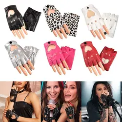 Guantes de fiesta, manoplas de rendimiento, manoplas de baile, manoplas para Cosplay, guantes de cuero PU, guantes de cinco dedos, vestido de conducción para mujer
