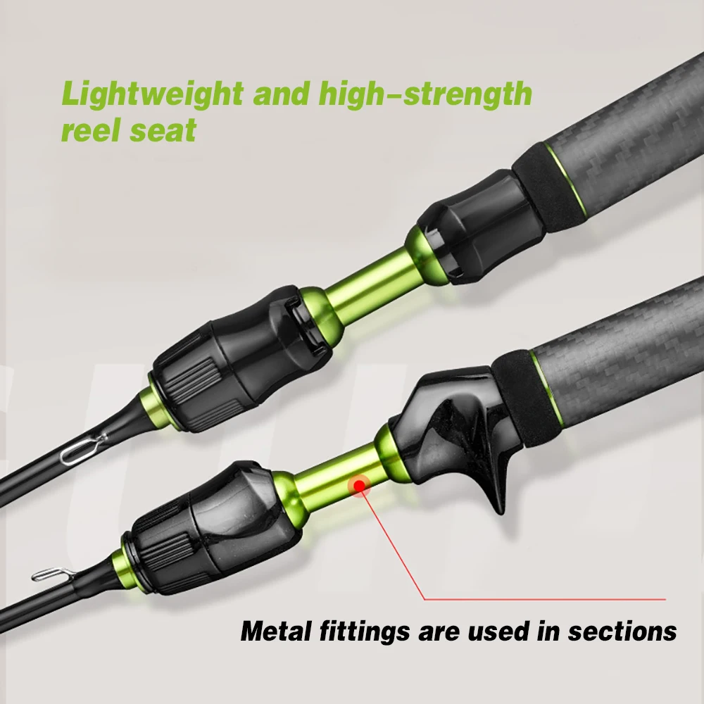 Caña de pescar para trucha con mango de carbono, 1,5/1,68/1,8 m, potencia UL, giratoria, color verde claro, punta sólida sensible lente, caña de pescar para peces pequeños - imagen 2