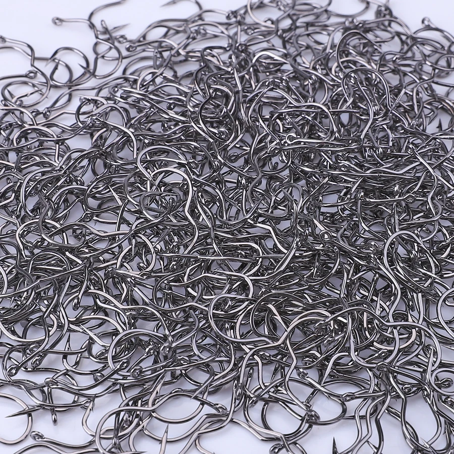 FTK 12/24 Uds anzuelos de pesca de acero rico en carbono con anillo 6-13 #   Anzuelo de púas con tapa automática para accesorios de pesca de carpa - imagen 3