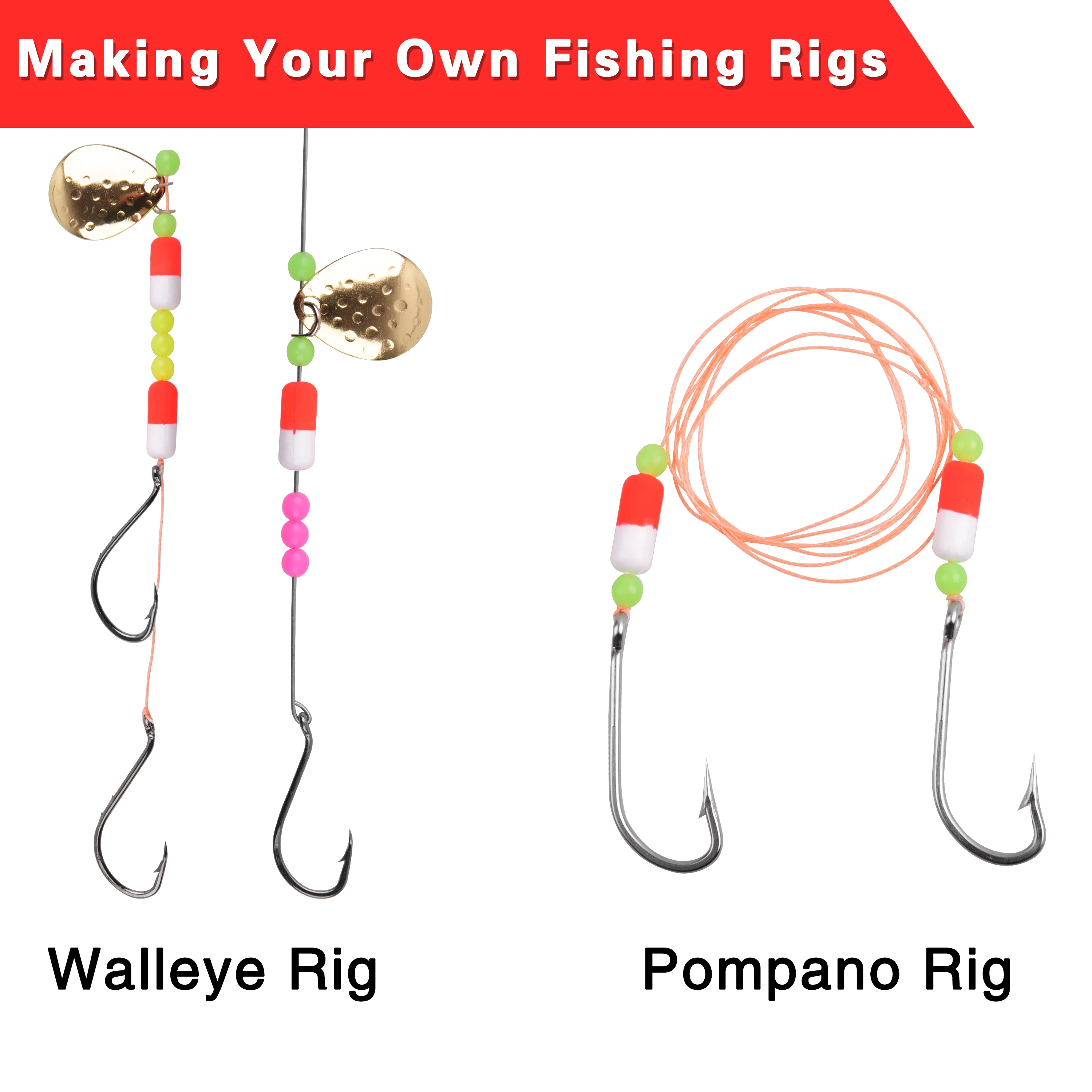 Pompano-flotadores de espuma de 80 piezas, aparejos de pesca de cilindro, scell, Pompano, Kit DE FABRICACIÓN de aparejo para pesca de Surf - imagen 3