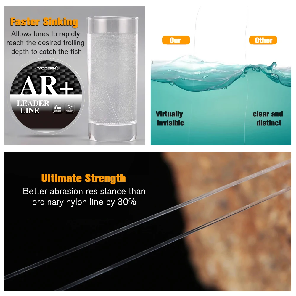ZUKIBO-sedal de pesca de fluorocarbono puro AR + 100%, 100M, 50M, 20M, transparente, Invisible, de hundimiento rápido, muy resistente a la abrasión - imagen 3
