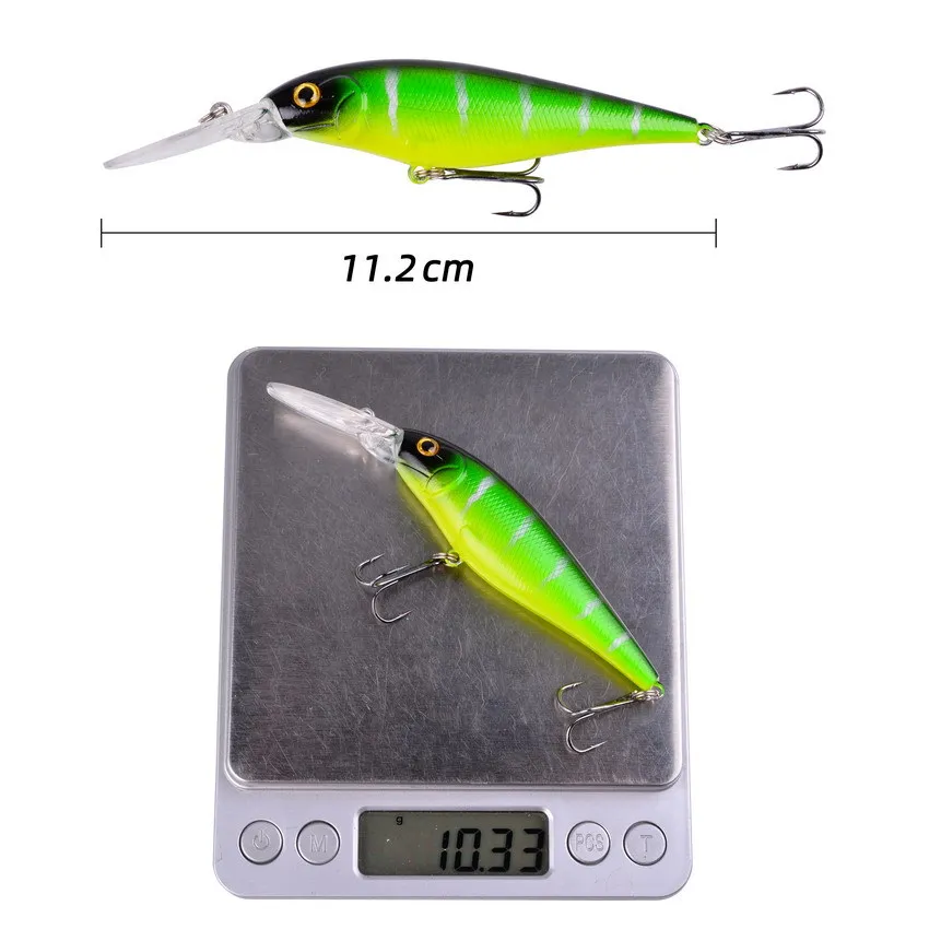 1 Uds Minnow señuelo de Pesca 11cm 10g flotante duro Wobbler cebo Crankbait carpa lubina rayada Pesca aparejos de Pesca SwimBait ganchos - imagen 3