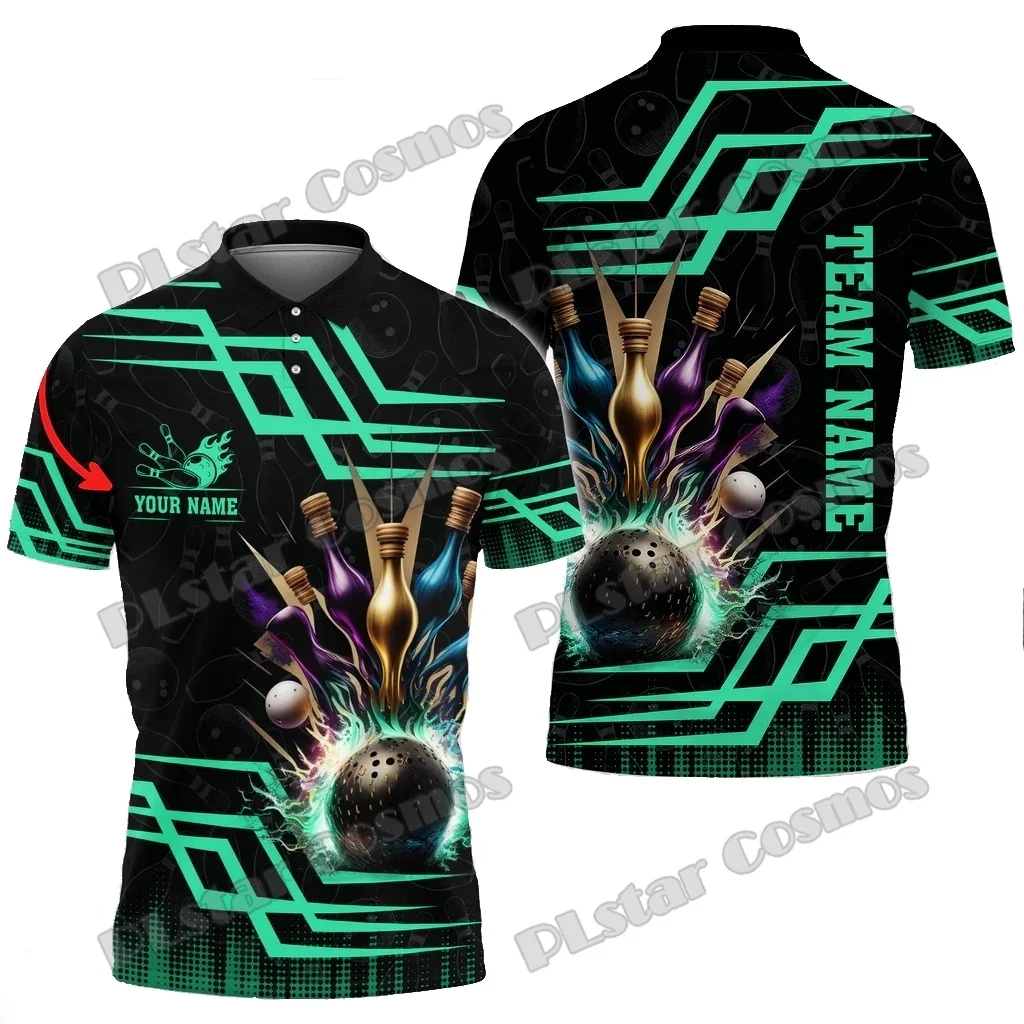 Polos de bolos y alfileres reales Multicolor con nombre personalizado impreso en 3D para hombre, Polo informal de verano Unisex Premium PLP62 - imagen 3
