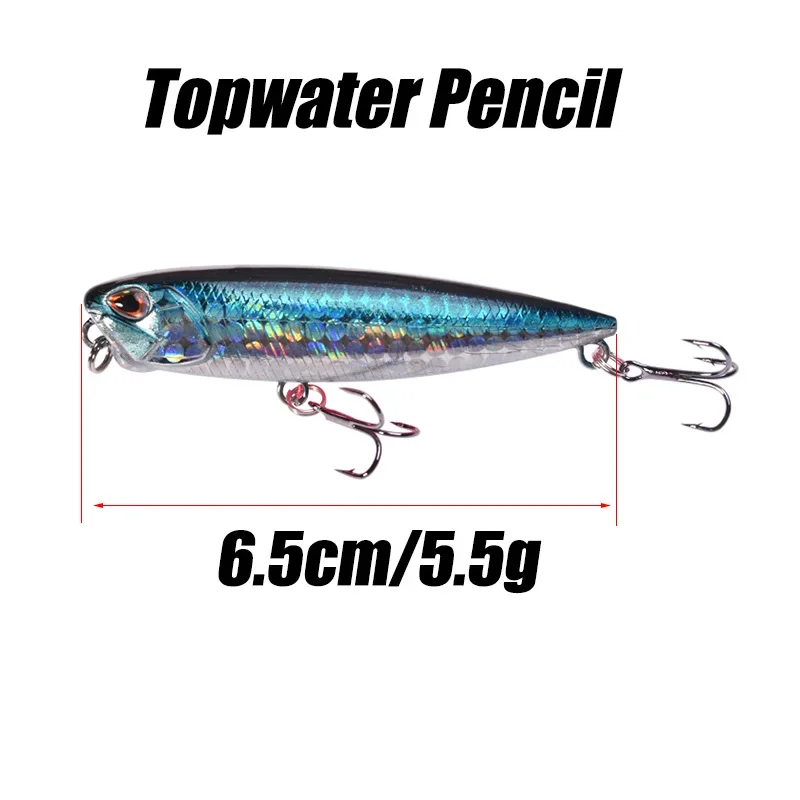 Señuelo de pesca Topwater, 6,5 cm, 5,5g, flotante, lápiz de fundición larga, Wobblers, cebo Artificial StickBait para lubina, Crankbaits, 1 ud. - imagen 4