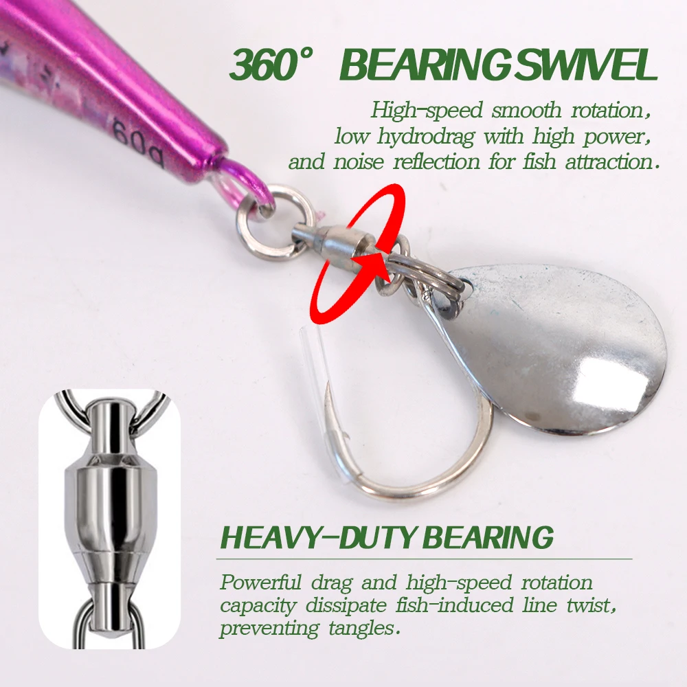 TOLU nuevo 40g 60g 80g plantillas de Metal duro de hundimiento rápido Japón láser piel atún pesca Jig señuelo agua salada con ganchos de carrete - imagen 4