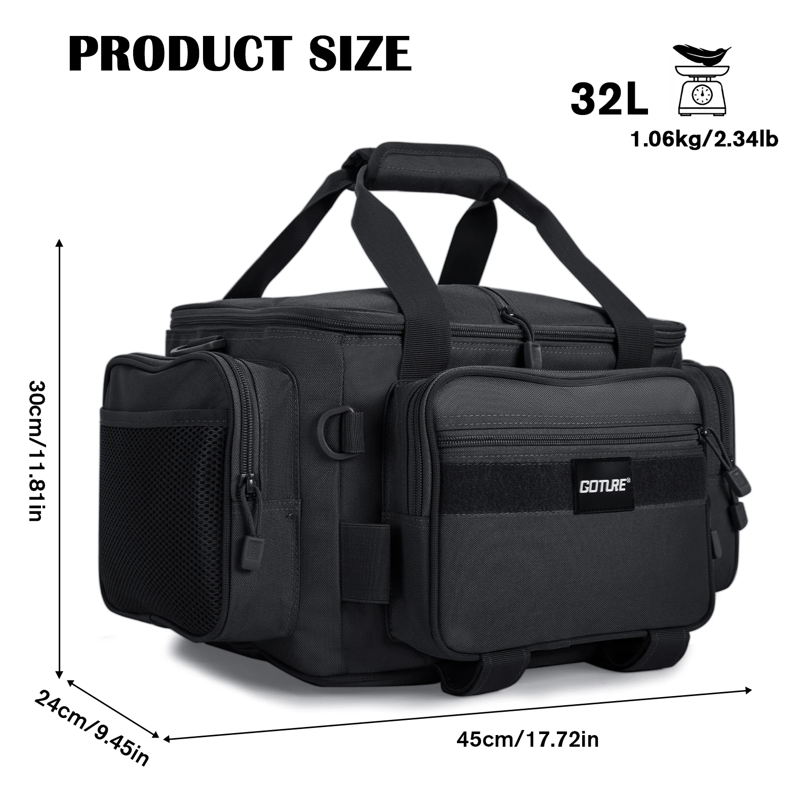 Goture-mochila impermeable para pesca con mosca, bolsa de almacenamiento de equipo de pesca, 45x30x24cm, bolsa de aparejos de pesca de calidad, paquete de caja de señuelos Oxford 600D - imagen 4