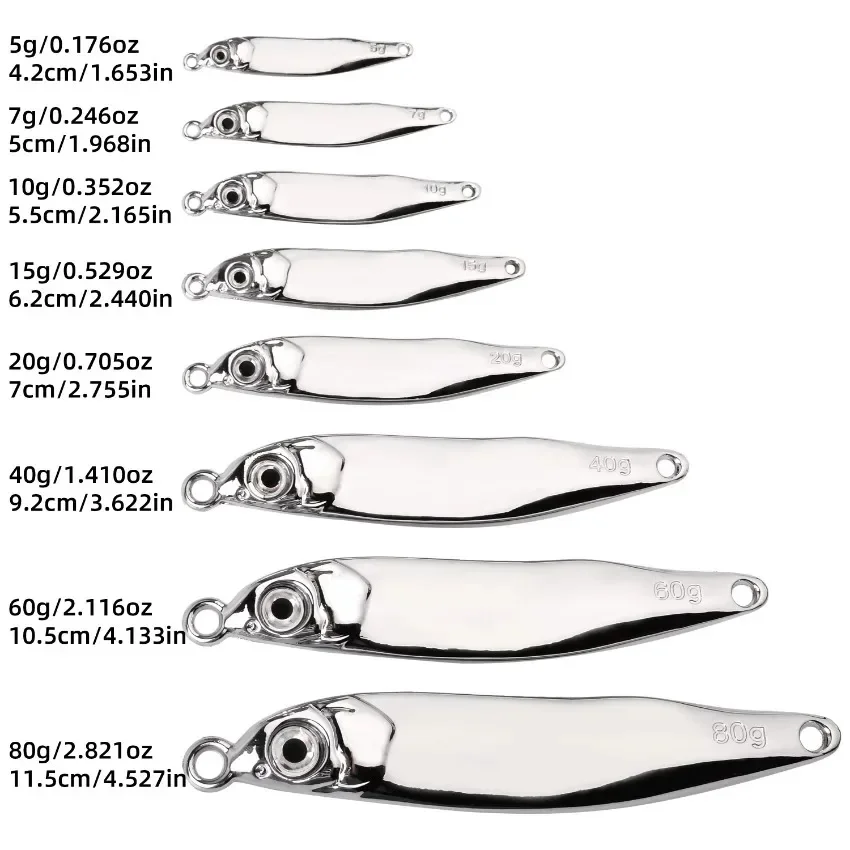 10 Uds. Cuchara de plantilla fundida de Metal 5/20/40/60G Shore Casting Jigging Fish Sea Bass señuelo de pesca aparejos de cebo Artificial - imagen 3