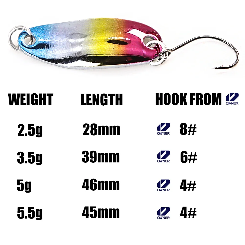 B & U-cuchara giratoria de Metal para pesca de trucha, anzuelo para propietario, cebo duro, lentejuelas con ruido, pequeño spinner de lentejuelas duras - imagen 2