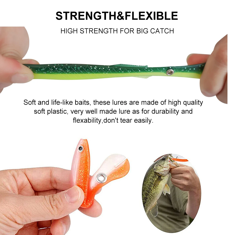 ESFISHING-Cebo de silicona blanda, aparejo de señuelo de pesca Artificial Texas, 5 piezas, Loach biónico, 100mm, 6g, Wacky Wormer, Icsa - imagen 4