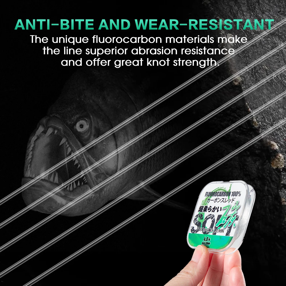 ZUKIBO-línea de pesca de fluorocarbono, hilo de monofilamento suave de hundimiento rápido, Invisible, 50M, 100%, Japón - imagen 5