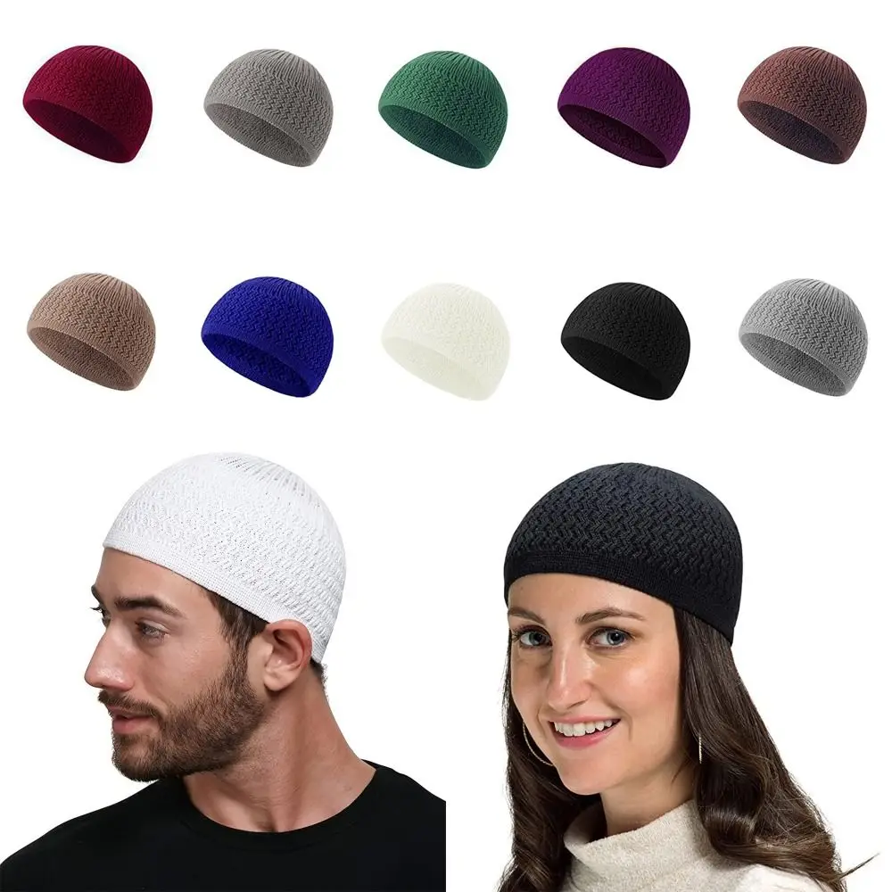 Gorro musulmán de lana nueva, 10 colores, gorros cálidos de invierno para mezquita, gorro de calavera para hombre y mujer, 2023 - imagen 2