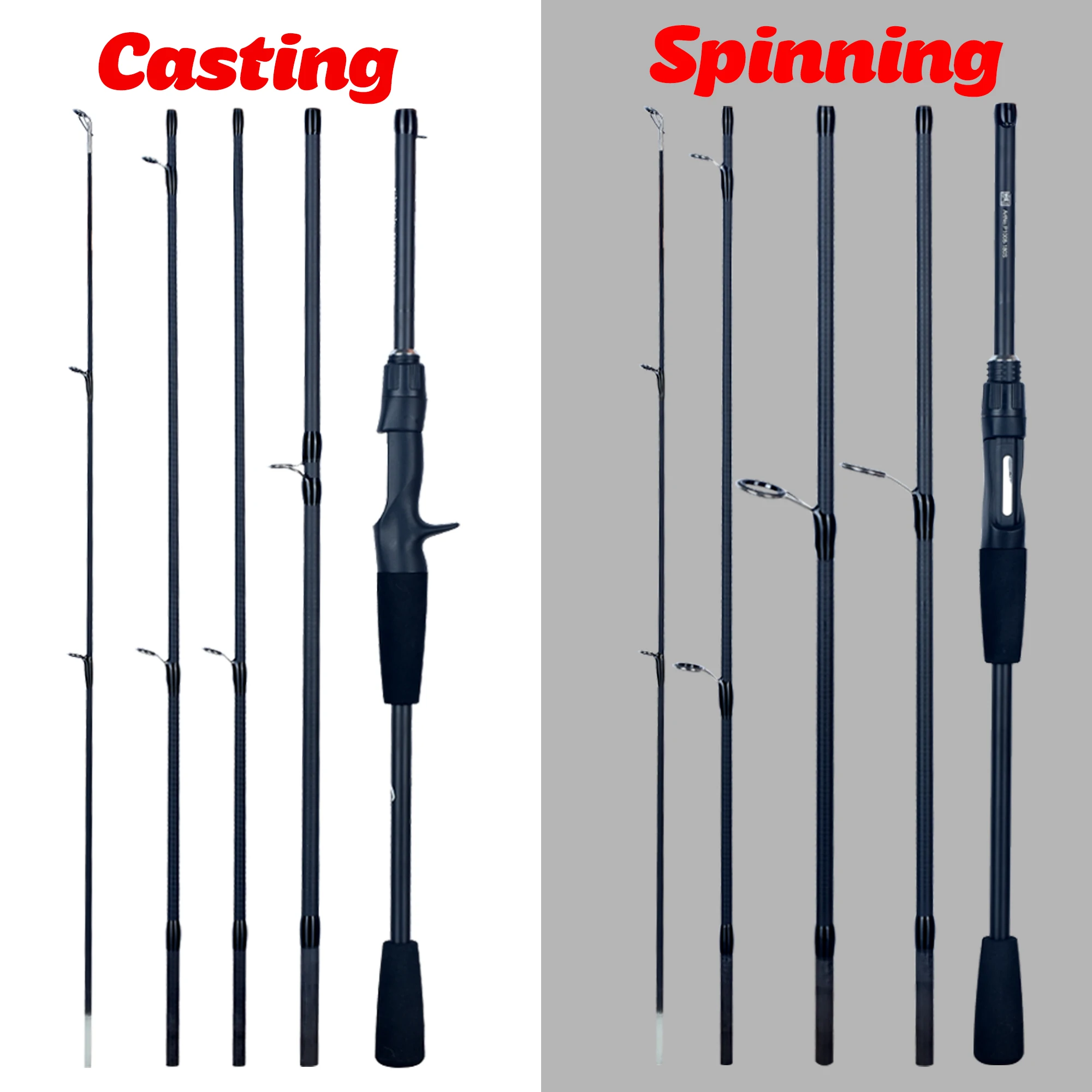 FLENHAI PHISHGER Mini caña de pescar carbono baitcasting para viaje - imagen 4
