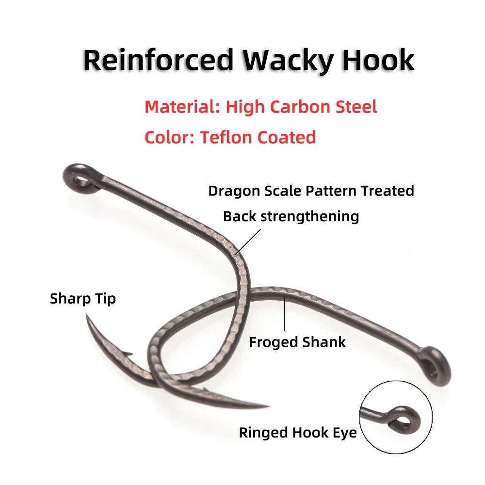 30 Uds. Anzuelo loco de acero rico en carbono, manivela negra mate, anzuelo de gusano, lubina, trucha, aparejos de pesca dorados 1/0 2/0 3/0 - imagen 3