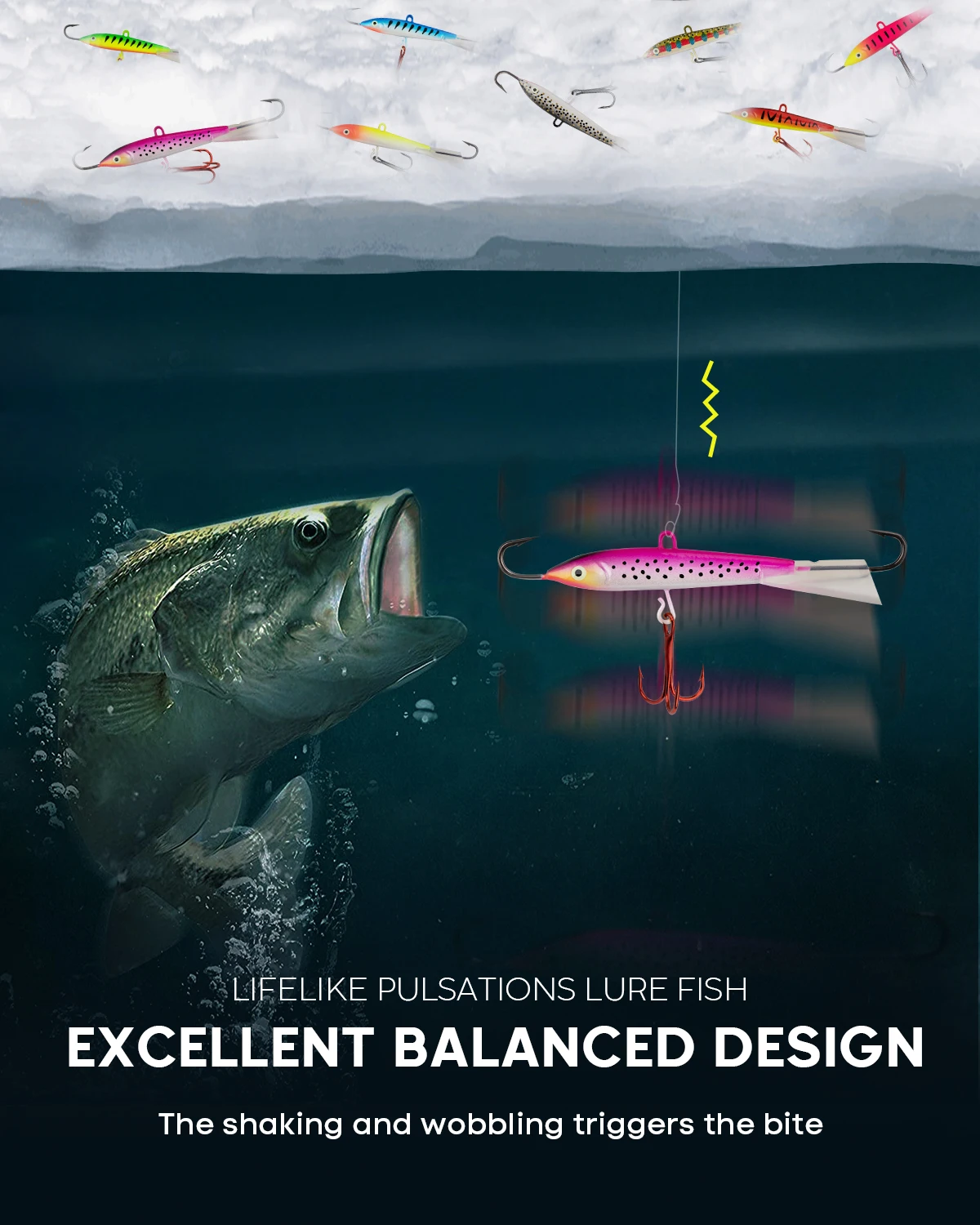 THKFISH-Kit de Señuelos de Pesca en hielo, 4 piezas, diseño equilibrado, cabezas de Jigs verticales, cebos de pesca en hielo, juego de aparejos de pesca en hielo - imagen 5