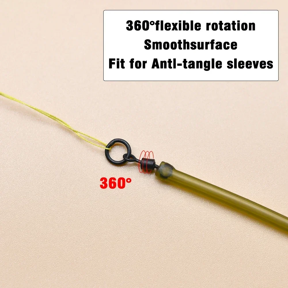 MNFT 50 Uds Micro Flexi gancho giratorio 4 tamaños, Mini anillo de pesca de carpa gancho giratorio, accesorios de aparejos de pesca terminales - imagen 4