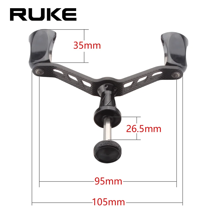 Ruke mango de pesca de fibra de carbono con perilla de aleación, eje de 6 ángulos para carrete giratorio tipo D, accesorio de pesca DIY, mango doble, 1 unidad - imagen 3