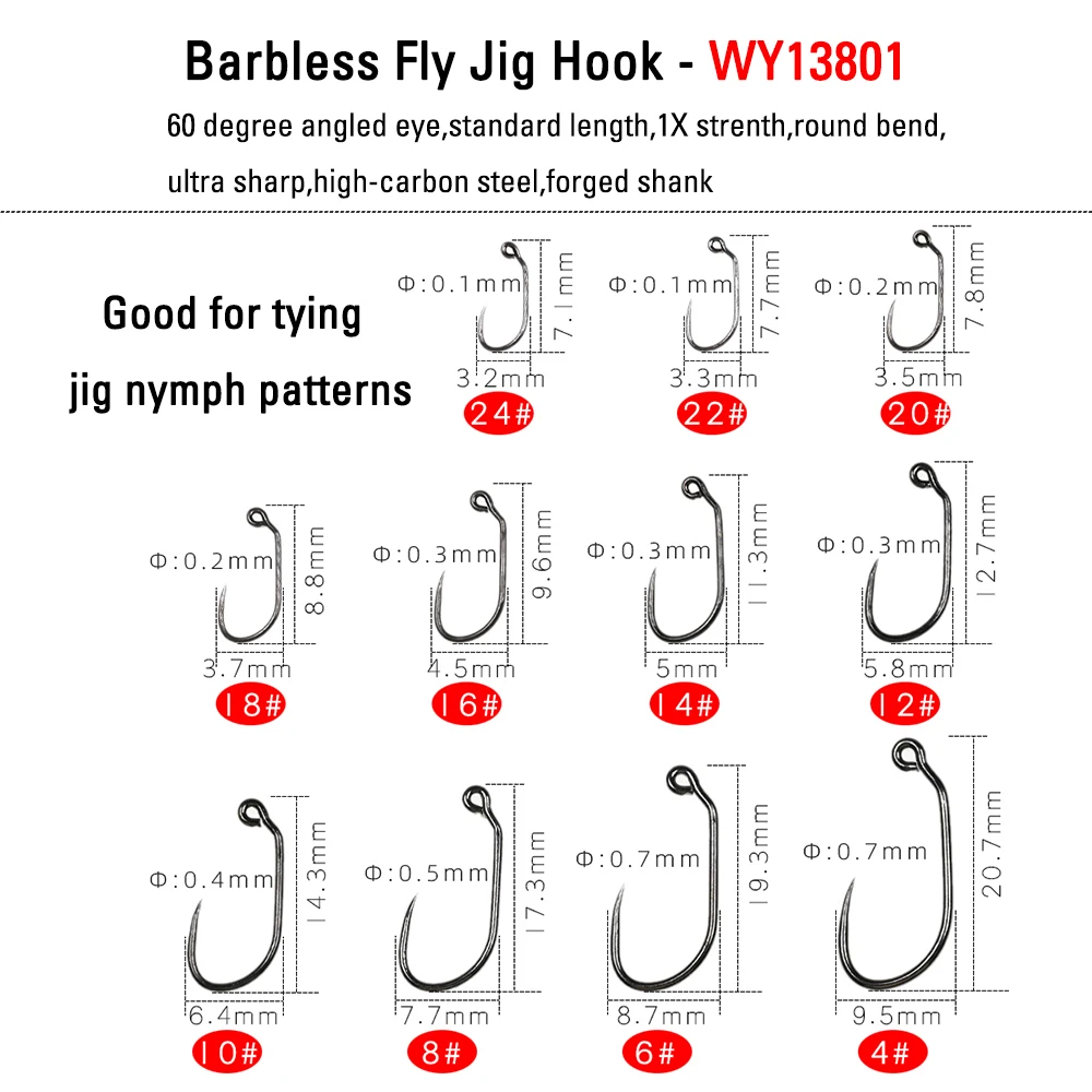 ICERIO 30 Uds. Anzuelo de pesca con mosca sin púas de competición, anzuelos para moscas húmedas y secas, anzuelo para atar moscas, trucha y salmón, sin púas - imagen 5