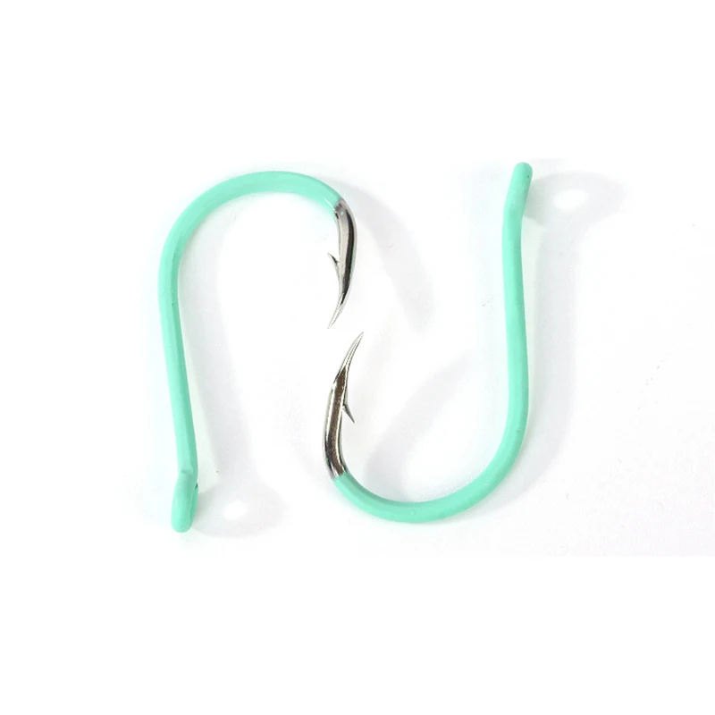 500 unids/lote anzuelo de Pesca luminoso con anillo boca torcida ojos de púas carpa de alto carbono accesorios de aparejos de Pesca de mar nocturno Pesca - imagen 2