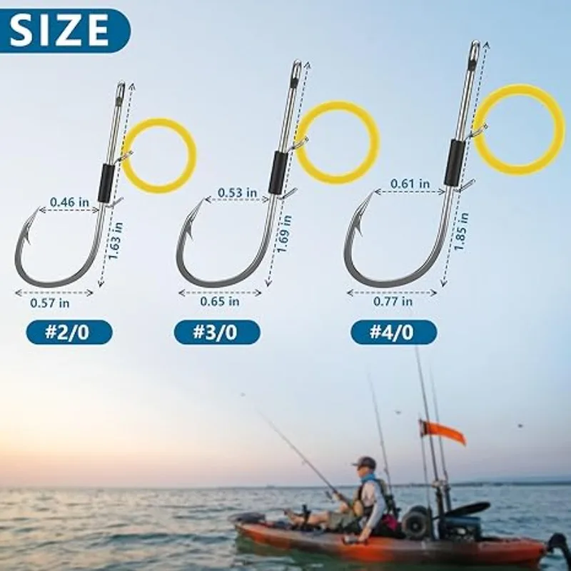 Anzuelo para camarones vivos - Anzuelo de púas para pesca en agua salada/agua dulce - Diseñado para lubina, atún, bagre y lubina rayada - imagen 2