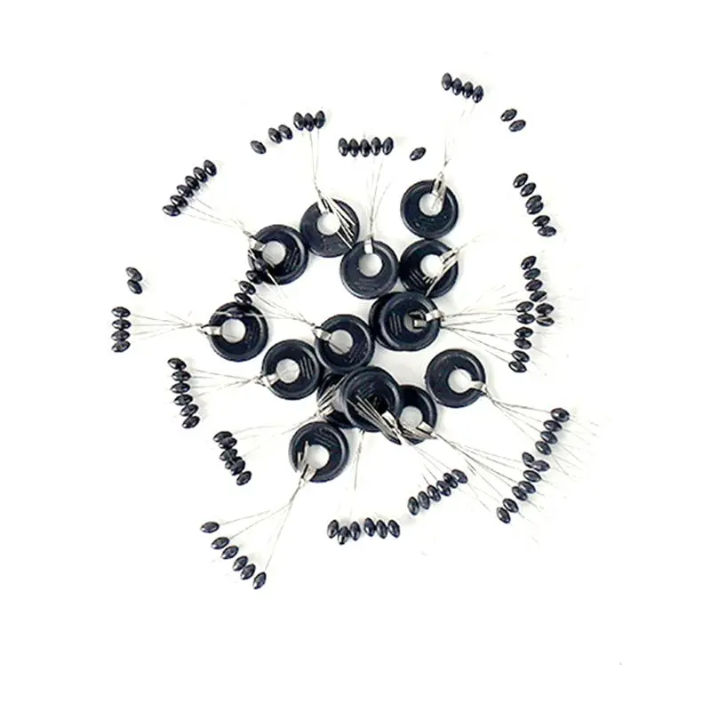 600 Uds 100 grupos/juego tapón de corcho de pesca tapón de cuentas de goma negra flotador de pesca frijoles espacio - imagen 5