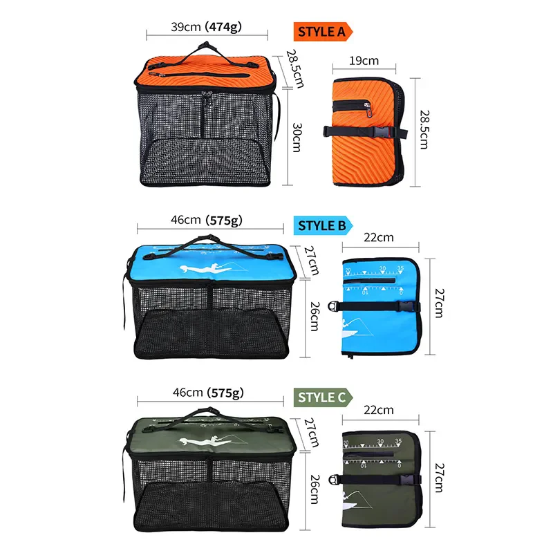 Cesta de pescar flotante plegable, red de pesca, bolsa de pesca de malla plegable portátil, cubo de almacenamiento de pescado, pesca - imagen 2