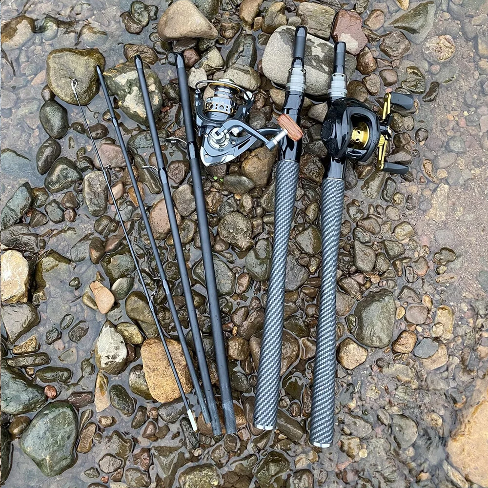 Combo de caña de pescar giratoria de fundición, caña de pescar de carbono de 4/5 secciones, carrete giratorio 5,2: 1, 7,2: 1, accesorios de pesca de carrete de Baitcasting - imagen 5