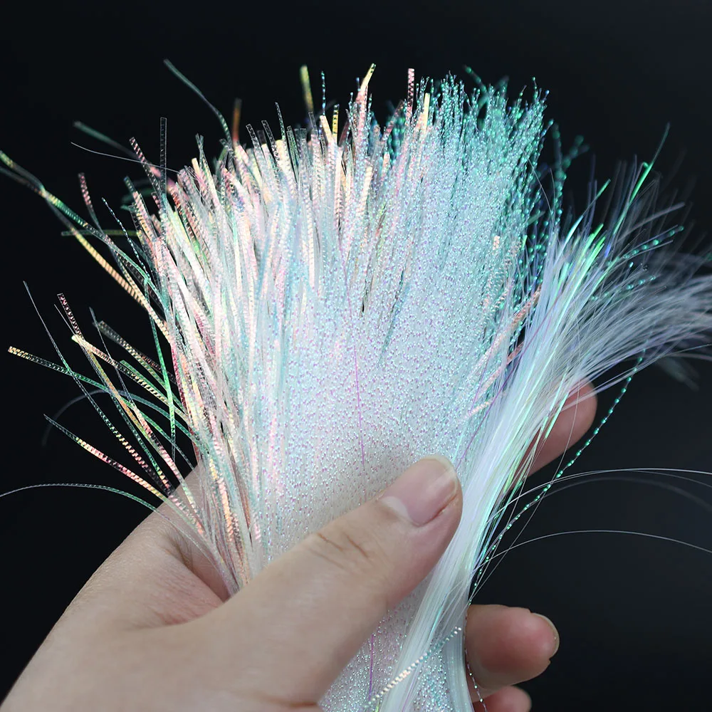 MNFT 6 paquetes Flashabou Crystal Krystal Flash String para atado de moscas Jig señuelo de pesca efecto ondulado pesca con mosca de agua dulce y salada - imagen 3