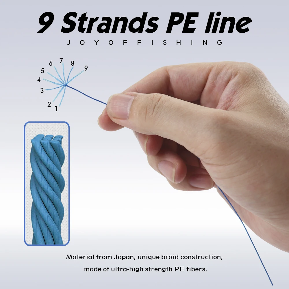 JOF-Hilo de pescar trenzado de 9 hebras, multifilamento de 300M, PE, 28,6 LB-143,5 lb, Tecnología japonesa fuerte, 4 colores - imagen 3