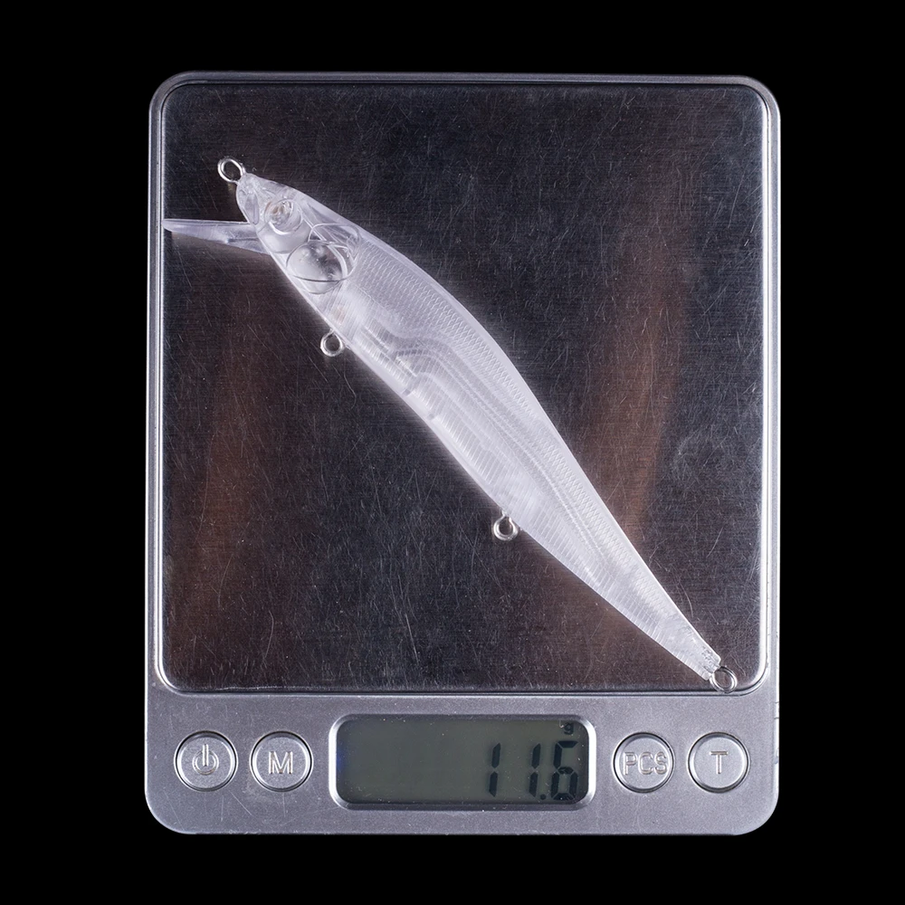 Hanlin-sonajeros en blanco de 10/20 piezas, señuelo de pesca Minnow de 12CM y 12G, para buceo poco profundo, hecho a mano, en agua salada, parpadeo sin pintar, aparejos Jerkbait - imagen 3