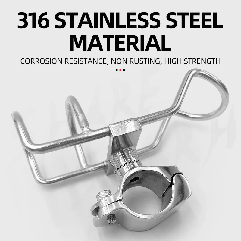Soporte para varilla marina con abrazadera de acero inoxidable 316 |   Soporte de muelle/barco ajustable resistente a la corrosión para pescadores de agua salada - imagen 4