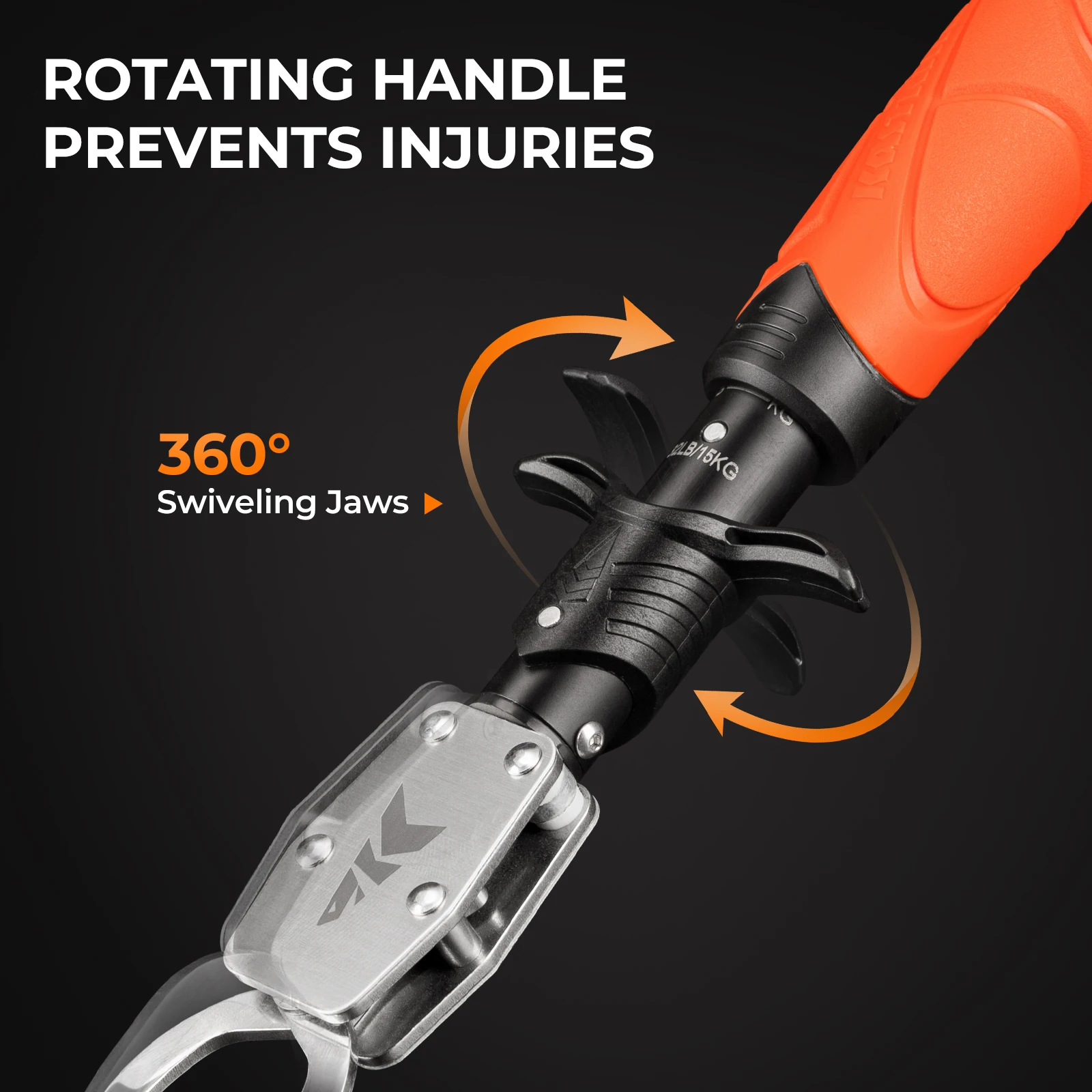 KastKing Paradox Agarre de labio de acero inoxidable de 11" con escala integrada Mango antideslizante resistente a la corrosión Mandíbulas giratorias Escala de 32 libras - imagen 3