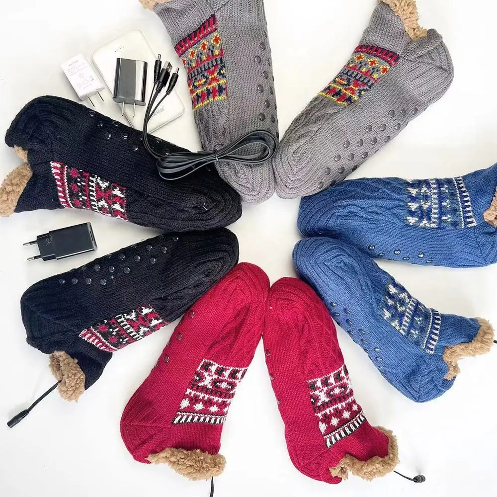 Calcetines calentados por USB cálidos para invierno, calcetines cálidos eléctricos suaves de calentamiento rápido, calcetines térmicos eléctricos calentados para deportes al aire libre - imagen 5