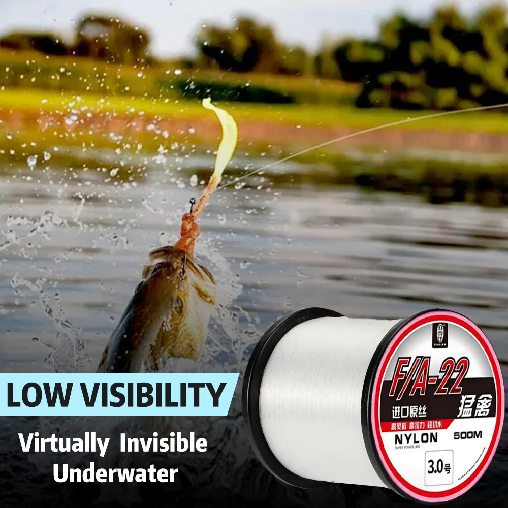 Línea de pesca de nailon de 1000/500M, monofilamento súper fuerte de hundimiento rápido, pesca Invisible de nailon fluorocarbono, pesch de carpa - imagen 5