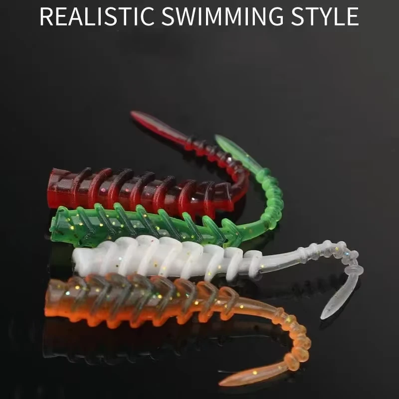 WALK FISH 20 piezas 61mm cebo de gusano cebo suave hilo inverso gusano suave oruga marina pesca placa de hierro gancho de plomo Artificial - imagen 5